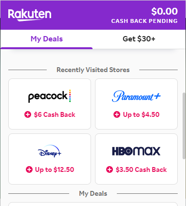 rakuten cashback app to help save on streaming services